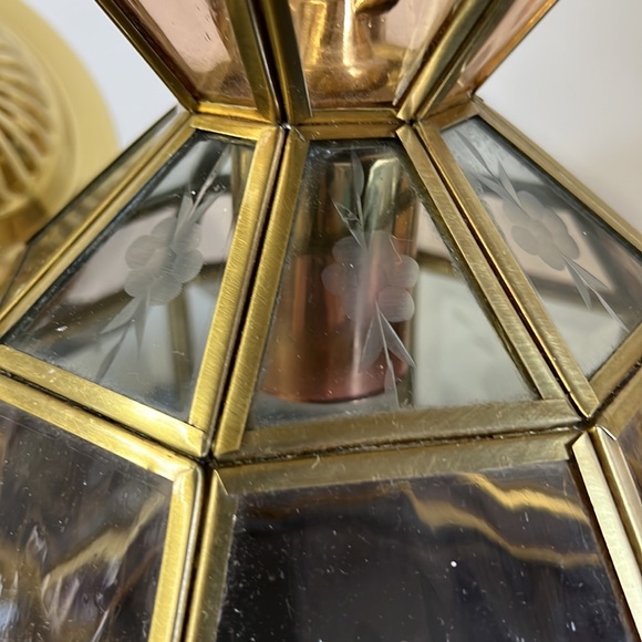 Vintage Hangging Ceiling Light Glass And Metal - Picture 4 of 14